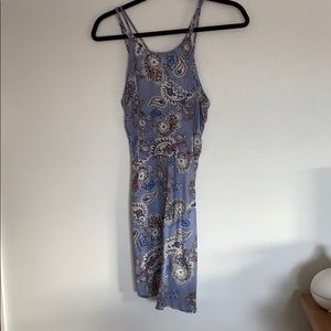 Blue flower open back dress